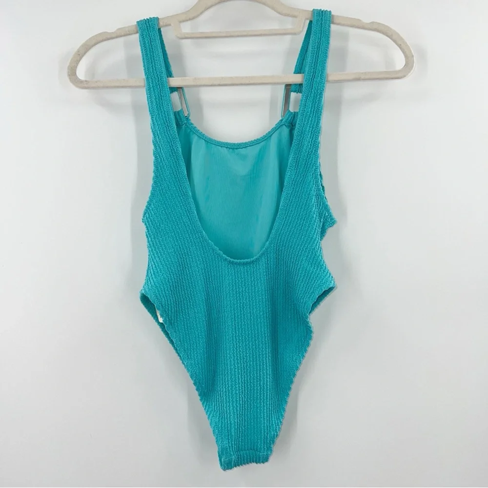 Aerie NWT Shimmery Crinkle Birthday Scoop Cheekiest One Piece Swimsuit Springs